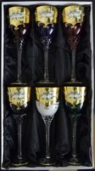 Декоративни кристални чаши за  вино 6 бр.